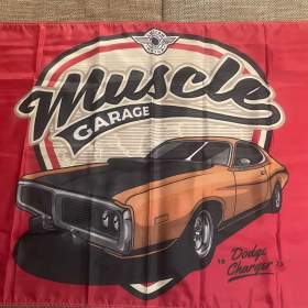 2 - Banner - vlajka Muscle Garage - oranžový Dodge Chrager ´73 / 19686878