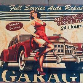 5 - Banner - vlajka GARAGE - červené auto a žena / 19686883