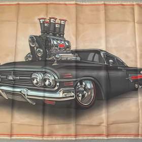 7 -  Banner -  vlajka Šedé USA auto s motorem venku / 19686886