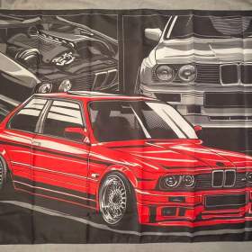 12 -  Banner -  vlajka BMW E30 -  červený a šedý / 19686913