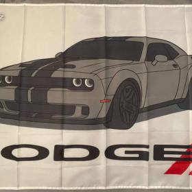 14 -  Banner -  vlajka Dodge Challenger šedé + nápis / 19686916