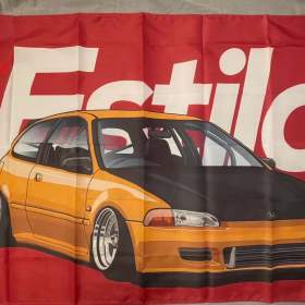 17 -  Banner -  vlajka Honda Civic -  žlutý + nápis ESTILO / 19686922