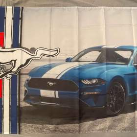 18 -  Banner -  vlajka Ford Mustang -  modrý 2020 + logo / 19686924