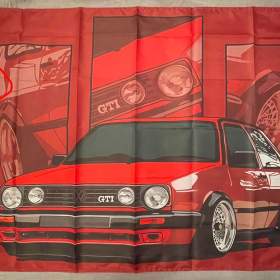 19 -  Banner -  vlajka VW Golf II -  červený GTI / 19686926