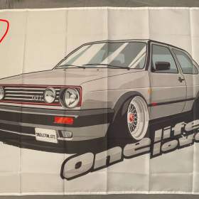 20 -  Banner -  VW Golf II -  šedý GTI -  one life love / 19686927