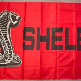 21 -  Banner -  vlajka Cobra -  nápis SHELBY červený / 19687082