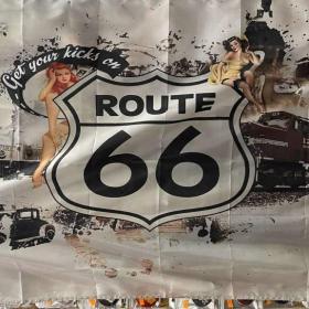 24 - Banner - vlajka Route 66 - znak (šedý) / 19687089