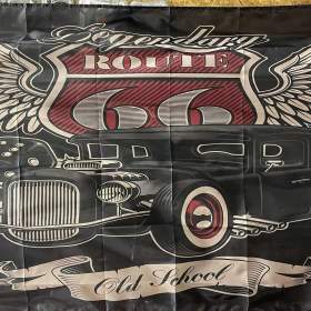 25 -  Banner -  vlajka ROUTE 66 -  černý hod rod -  křídla / 19687090