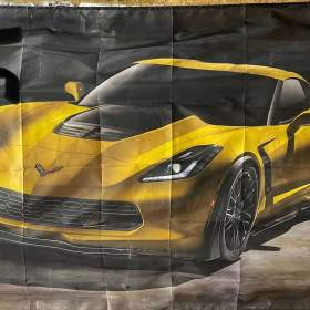 31 -  Banner -  vlajka CORVETTE C7 -  žlutá / 19687496