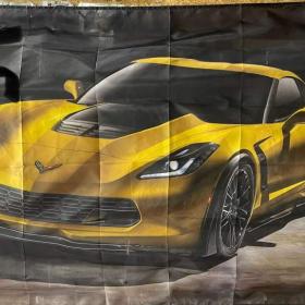 31 -  Banner -  vlajka CORVETTE C7 -  žlutá / 19687496
