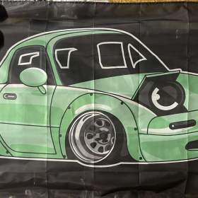 33 -  Banner -  vlajka MAZDA MX- 5 -  kreslený -  zelená 90x150 cm / 19687499