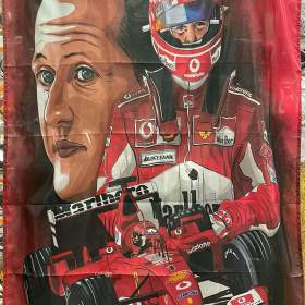 35 -  Banner -  vlajka Formule RED -  Michael Schumacher + v kombinéze / 19687503