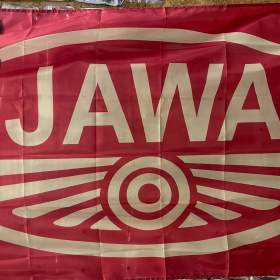 44 -  Banner -  vlajka JAWA logo -  červený podklad 90x150 cm / 19687658
