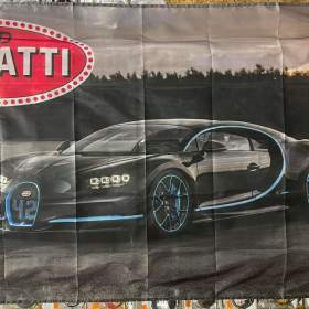 48 -  Banner -  vlajka Bugatti Chiron -  černé včetně loga 90x150 cm / 19687662