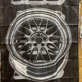 51 - Banner - vlajka BBS logo - šedý kolo 90x150 cm / 19692076