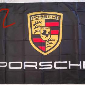 52 -  Banner -  vlajka Porsche logo -  černý 90x150 cm / 19692077