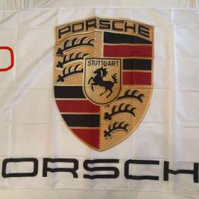 53 -  Banner -  vlajka Porsche logo -  bílé 90x150 cm / 19692078