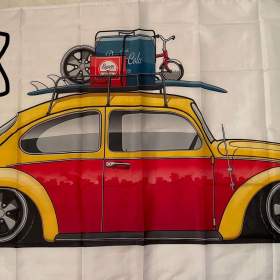 58 - Banner - vlajka VW Brouk žluto/červený zahrádka 90x150 cm / 19692083