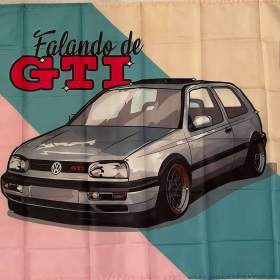 60 - Banner - vlajka VW GOLF III - GTI stříbrný (Falando de GTI) 90x150 cm / 19692085