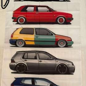 61 - Banner - vlajka set VW GOLF 1- 2- 3- 4- 6 90x150 cm / 19692119