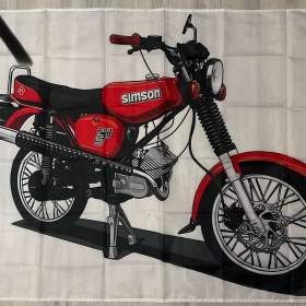 71 -  Banner -  vlajka motorka SIMSON -  červený 90x150 cm / 19693029
