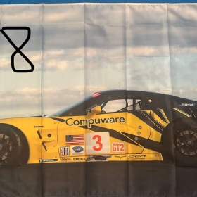 78 -  Banner -  vlajka CHEVY CORVETTE C6 -  závodní žluto/černá 90x150 cm / 19693036
