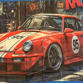94 -  Banner -  vlajka Porsche 911 -  (964) červené (95) 90x150 / 19705029