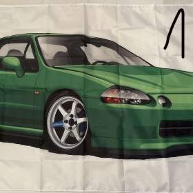100 -  Banner -  vlajka Honda CRX III de sol -  zelená targa 90x150 / 19705037