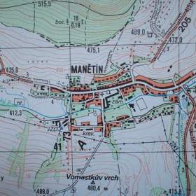 Vojenská profesionální tajná mapa Manětín / 19754826
