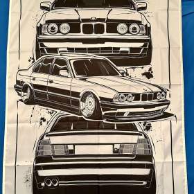 104 - Banner - vlajka BMW 5 E34 M kreslený 90x150 cm / 19765291