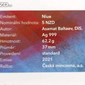 Foto inzerátu Český lev 2 Oz – 62,2 g Ag 999 – jen 1 000 ks