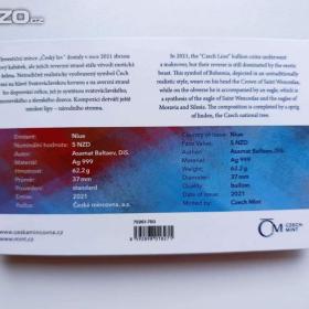 Foto inzerátu Český lev 2 Oz – 62,2 g Ag 999 – jen 1 000 ks