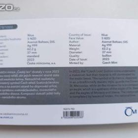 Foto inzerátu Český lev 2023 – stříbrná 2 oz mince, č. 0579/1000, certifikát, dvě unce