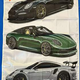 117 -  Banner prapor vlajka SET PORSCHE 911 (černý- zelený- šedý ) nový modely / 19854866