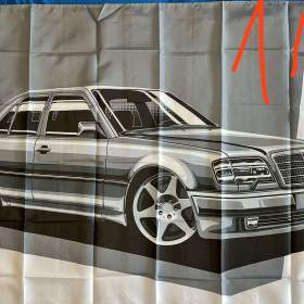 118 -  Banner -  vlajka -  prapor MERCEDES 124 stříbrný 90x150 / 19854867