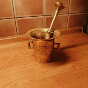 Starožitný mosazný moždíř s paličkou č.5 / 19875212