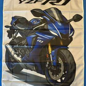 124 -  Banner prapor vlajka -  moto YAMAHA YZF R1 . Modrá kreslená 90x150 cm / 19904344