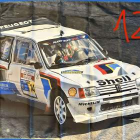 128 -  Banner prapor vlajka -  PEUGEOT 205 T16 -  GROUP B -  barvy SHELL 90x150 cm / 19904348
