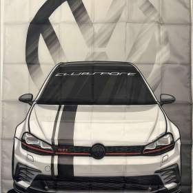 130 - Banner prapor vlajka - VW GOLF VII - bílo černý včetně loga W 90x150 cm / 19904350