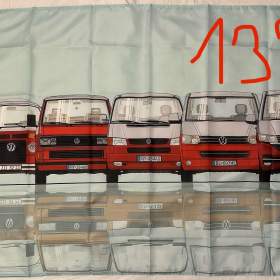 133 -  Banner prapor vlajka -  set VW Transporterů 1 až 6 -  červeno/bílé 90x150 cm / 19904353