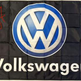 137 -  Banner prapor vlajka -  logo a nápis VOLKSWAGEN -  černý 90x150 cm / 19904357