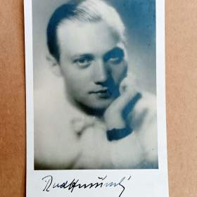 Rudolf Hrušínský – autogram, 30. léta minulého století, krásný stav / 19939516