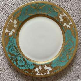 ROYAL EPIAG – LUXUSNÍ DEKORATIVNÍ PORCELÁNOVÝ TALÍŘ – TYRKYSOVÝ + BOHATÉ ZLACENÍ / 19951662