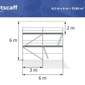 Foto inzerátu Kompletní hliníkové lešení, nové a lehké 6 x 6 = 38 m², ideální pro práce na fasádách