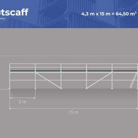  Nové lešení Plettac pro stěnu fasády – skladem, ihned k odběru 4,3x15=65m2 / 19952947