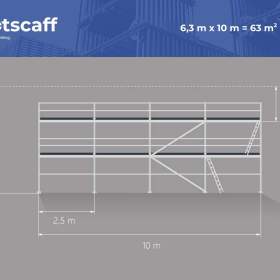 Foto inzerátu scaff 74 Plettac systém Nové fasádní lešení, ocelové konstrukce 63m2 6,3x10