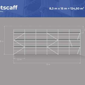 Foto inzerátu 125m² Nové fasádní lešení, ocelové konstrukce 8,3x15 SCAFF 74 Plettac systém