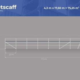 4,3x17,5 Nové fasádní lešení, ocelové konstrukce SCAFF 74 Plettac systém 75m² / 19954389