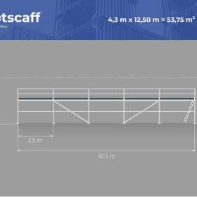 Foto inzerátu 4,3x17,5 Nové fasádní lešení, ocelové konstrukce SCAFF 74 Plettac systém 75m²