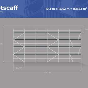 Foto inzerátu 10,30x15,42 Nové fasádní lešení – BAUMANN systém, ocelové konstrukce 160m²